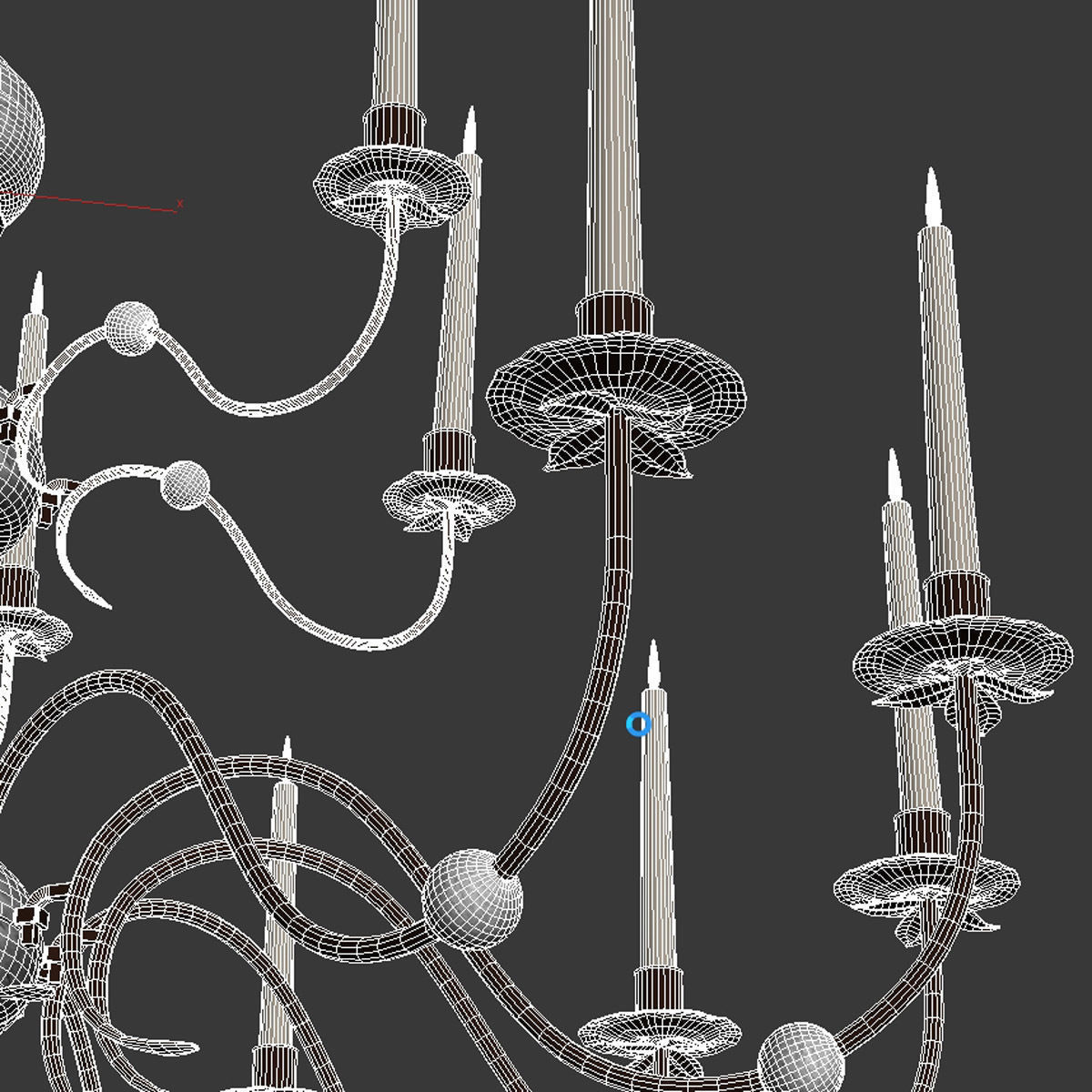 Monumental Wooden Candelabra Large chandelier 3D model_7