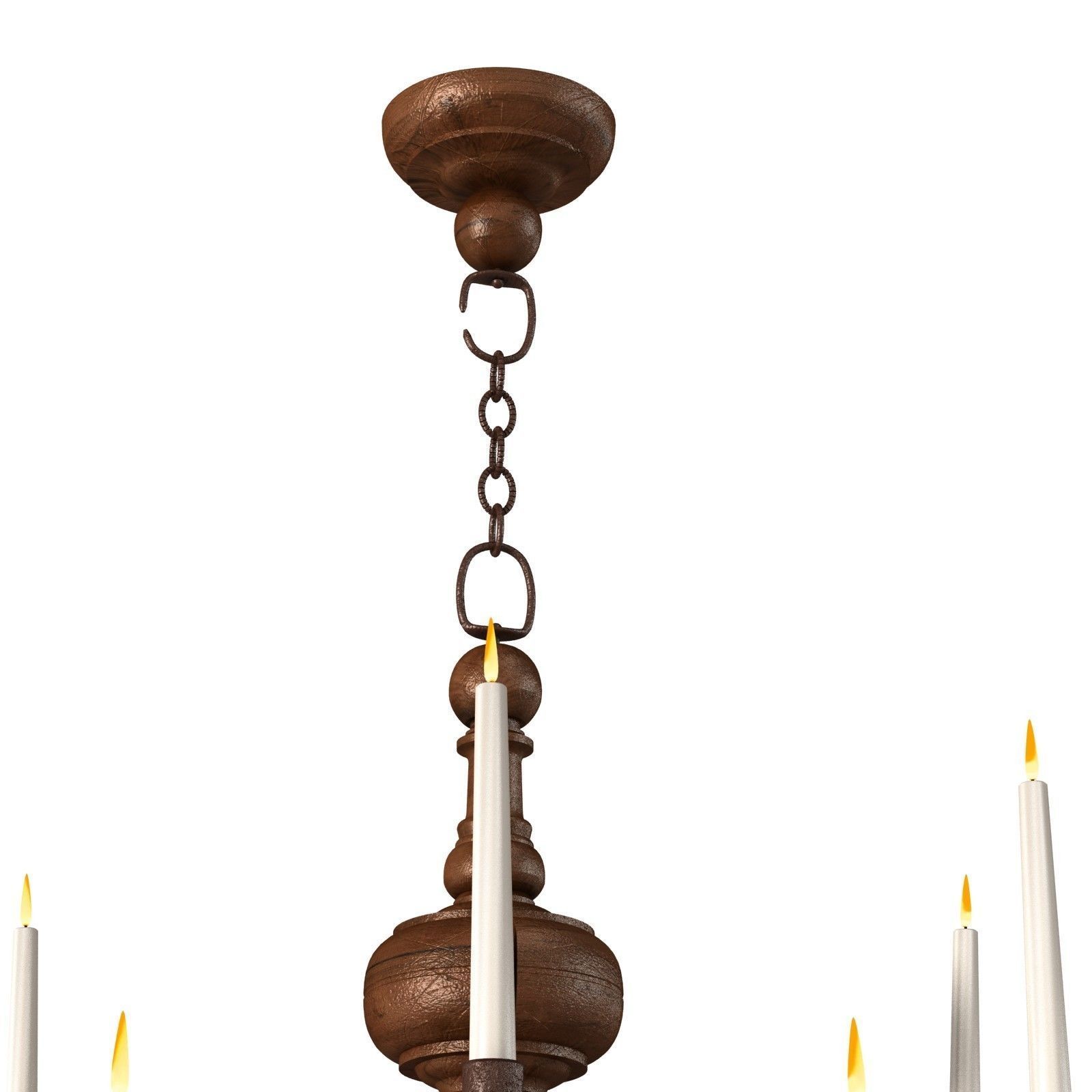 Monumental Wooden Candelabra Large chandelier 3D model_3