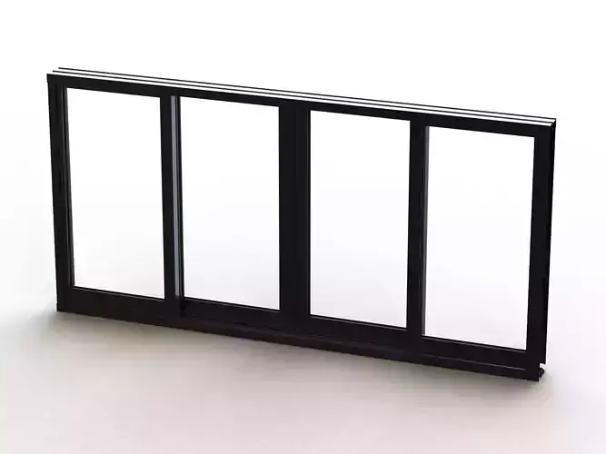 Aluminium Sliding Window 4 Panels 3D model Aluminium Sliding Window 4 Panels 3D model