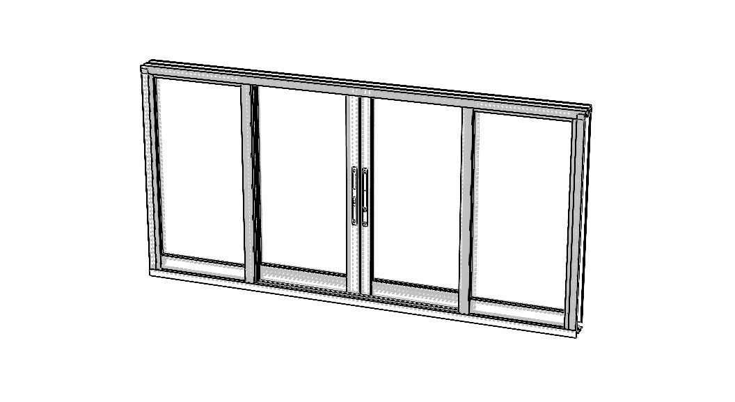 Aluminium Sliding Window 4 Panels 3D model_3