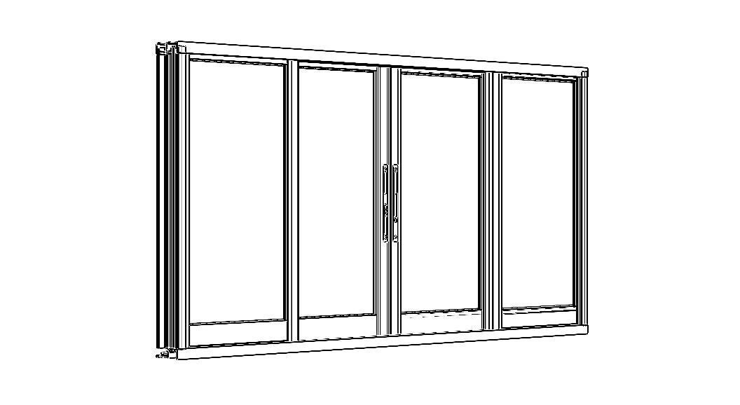 Aluminium Sliding Window 4 Panels 3D model_22
