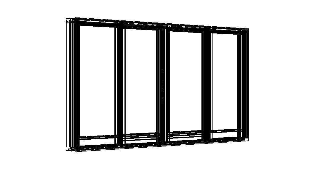 Aluminium Sliding Window 4 Panels 3D model_24