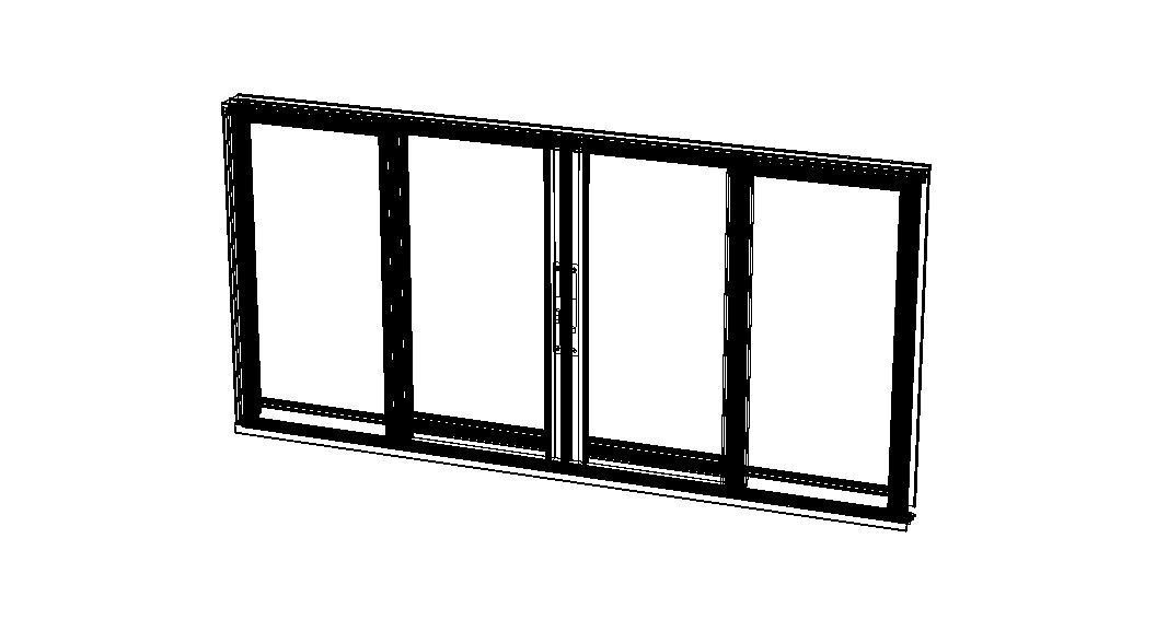 Aluminium Sliding Window 4 Panels 3D model_4
