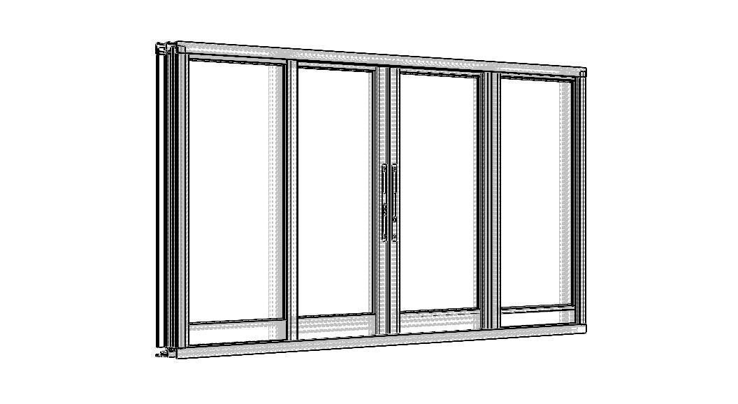 Aluminium Sliding Window 4 Panels 3D model_23