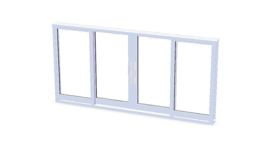 Aluminium Sliding Window 4 Panels 3D model_5