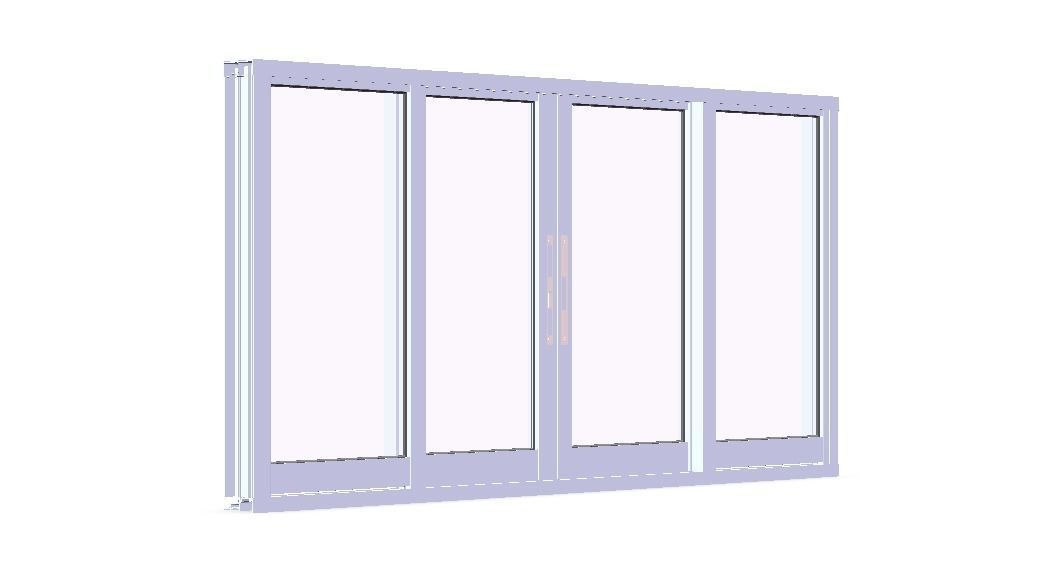 Aluminium Sliding Window 4 Panels 3D model_25