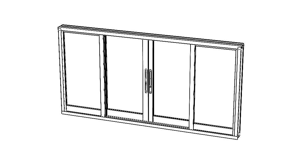 Aluminium Sliding Window 4 Panels 3D model_2