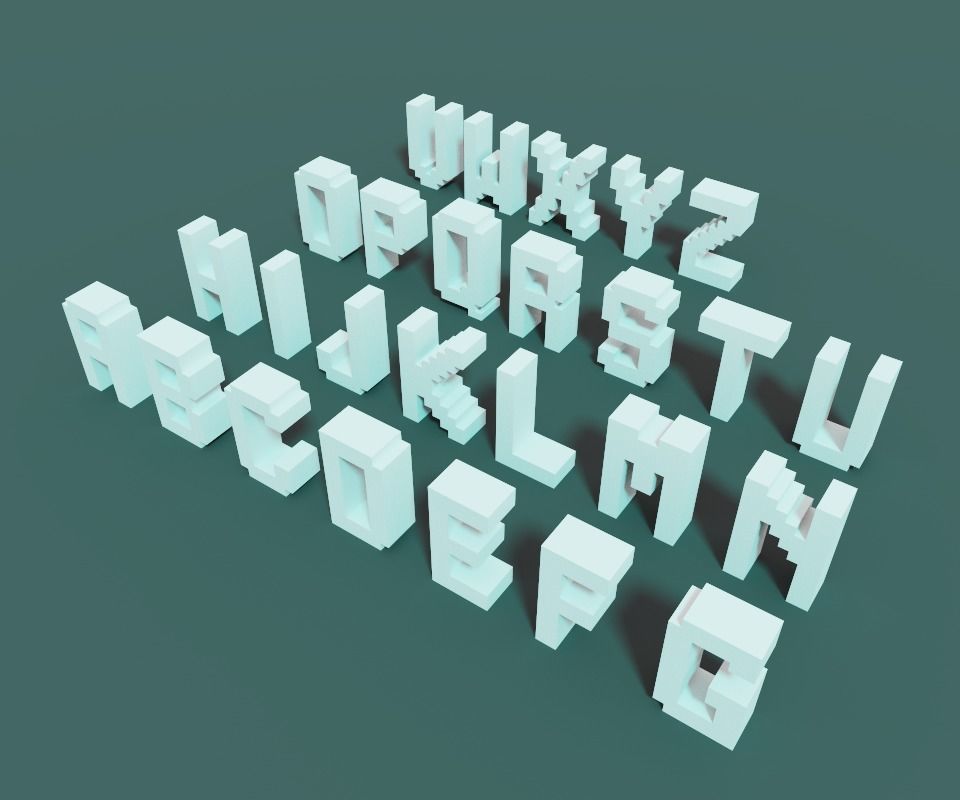 Pixel Alphabet  Low-poly 3D model_2