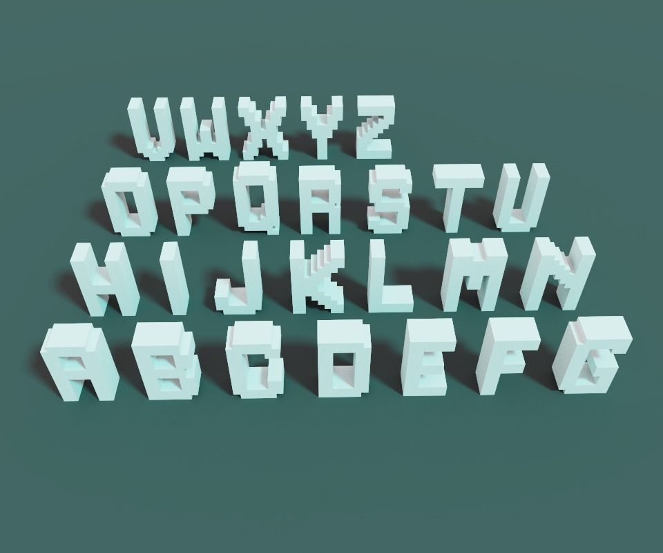 Pixel Alphabet  Low-poly 3D model_1
