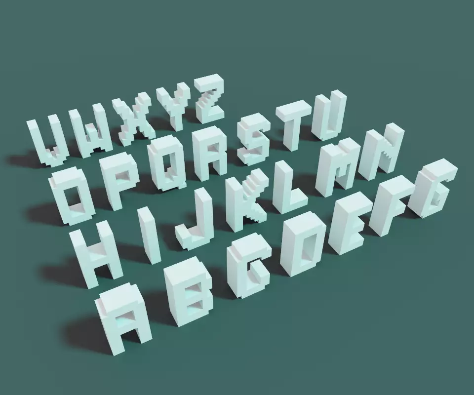 Pixel Alphabet  Low-poly 3D model_0