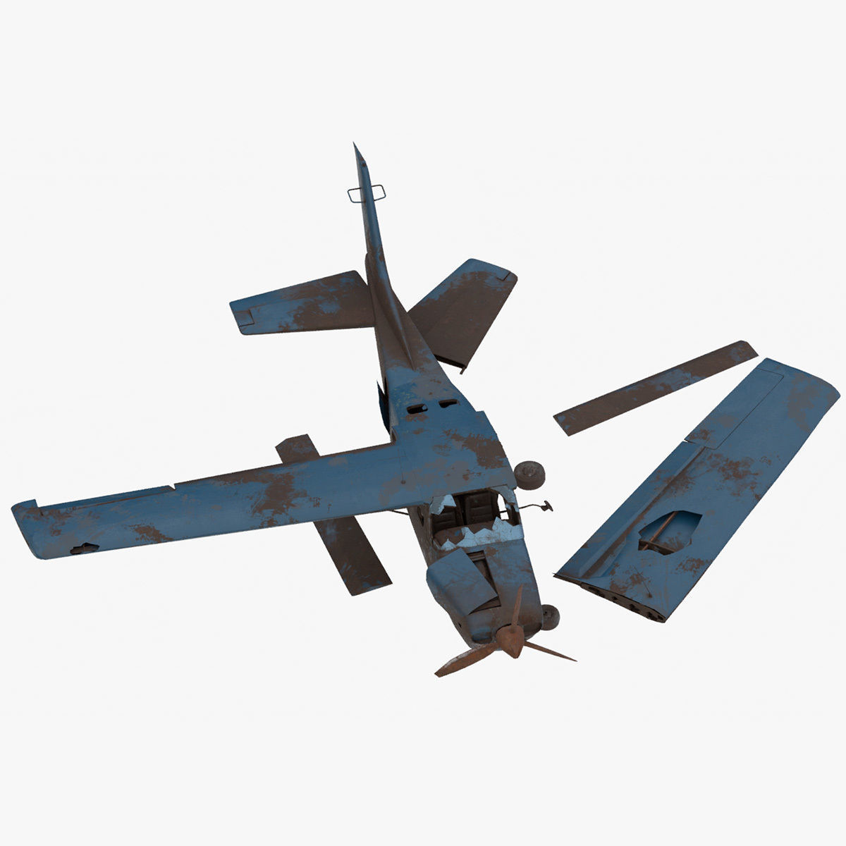 8K realistic destroyed propeller plane Low-poly 3D model_15
