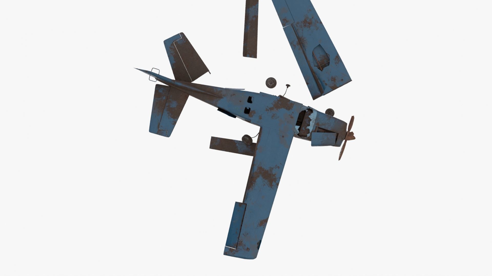 8K realistic destroyed propeller plane Low-poly 3D model_8