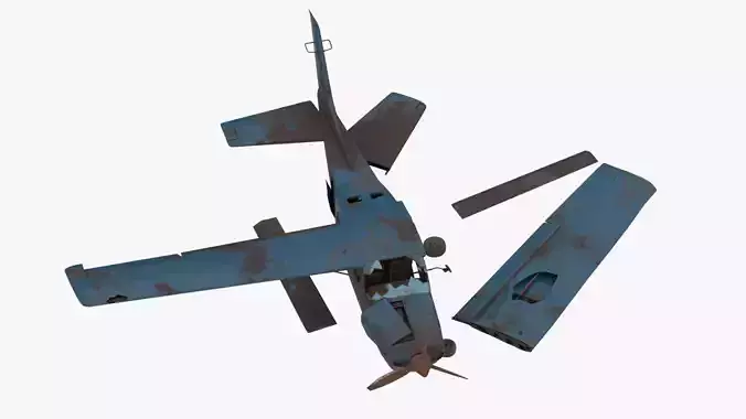 8K realistic destroyed propeller plane