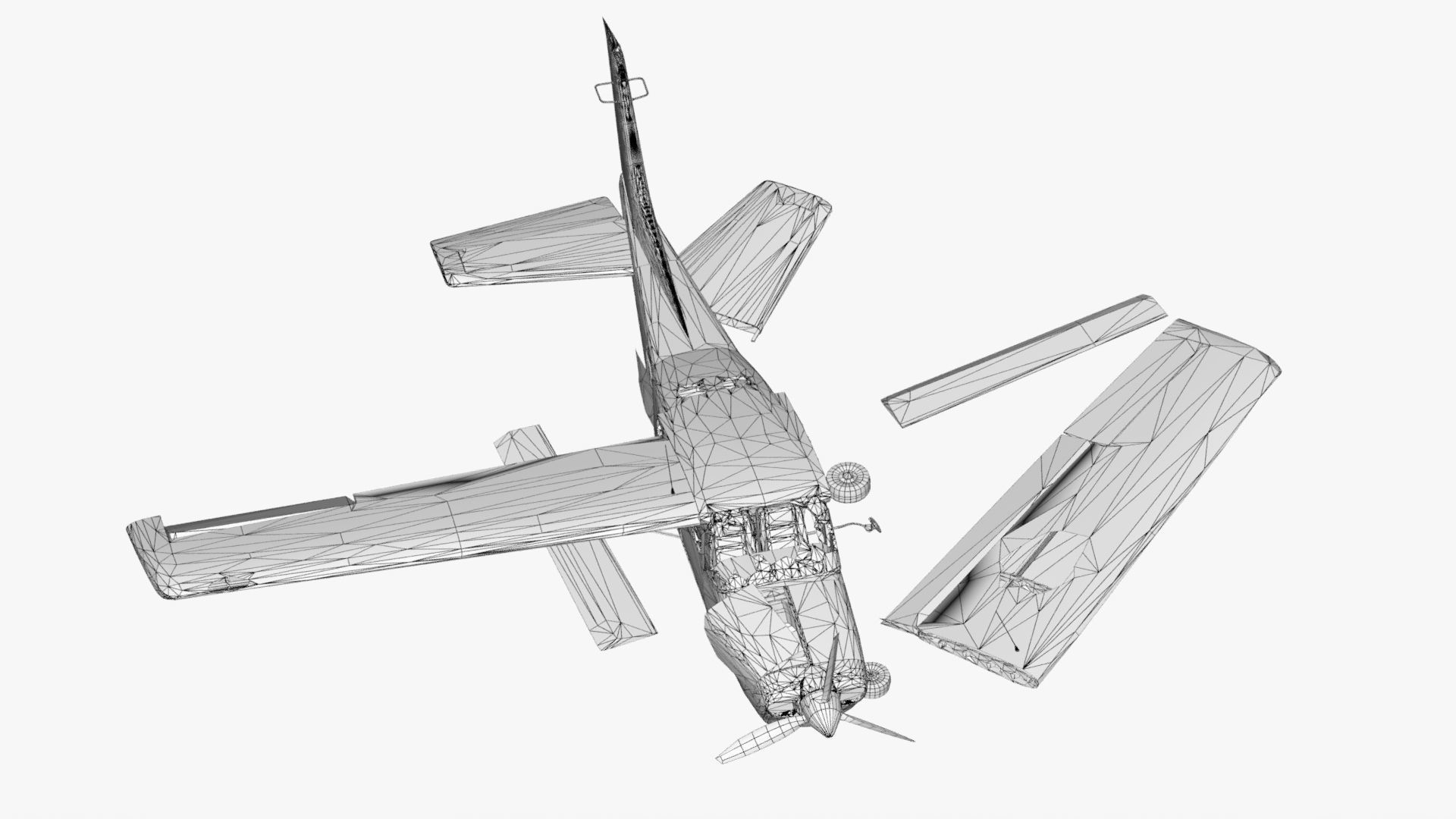 8K realistic destroyed propeller plane Low-poly 3D model_16