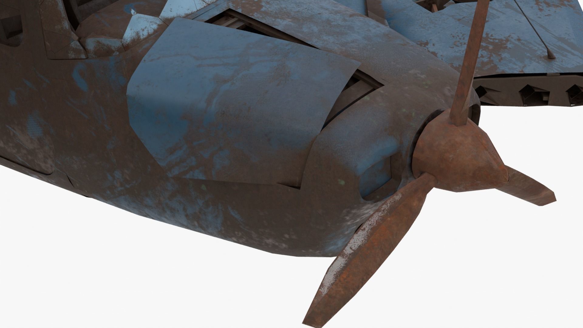 8K realistic destroyed propeller plane Low-poly 3D model_13