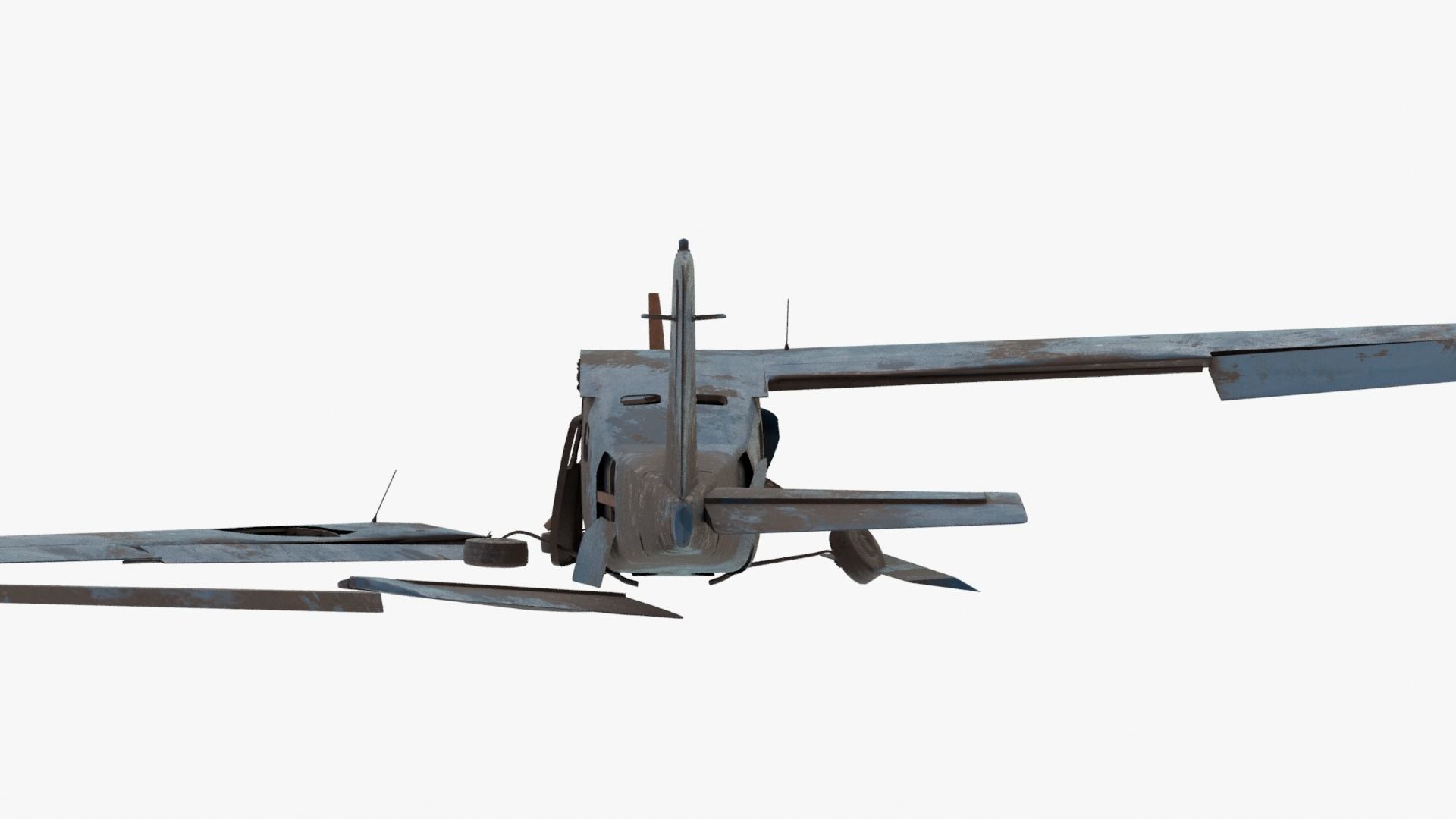 8K realistic destroyed propeller plane Low-poly 3D model_5