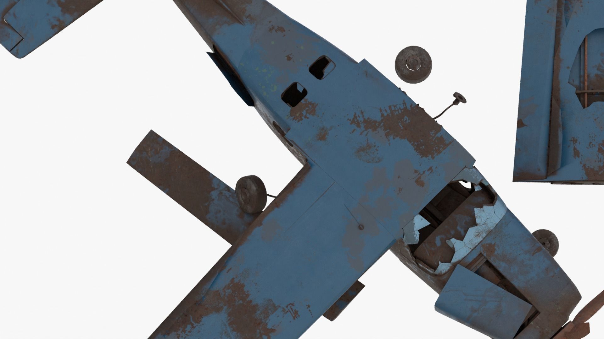 8K realistic destroyed propeller plane Low-poly 3D model_14