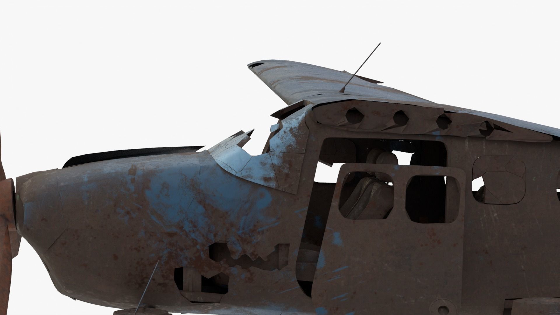 8K realistic destroyed propeller plane Low-poly 3D model_10