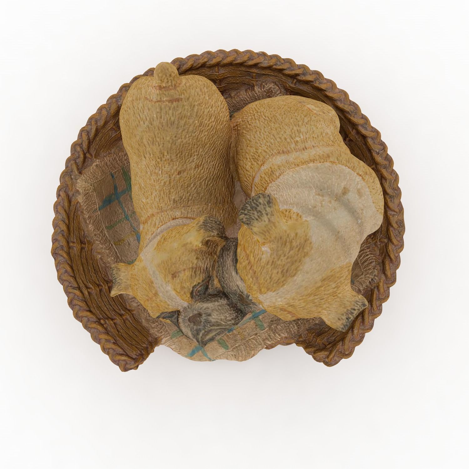 Two Dogs Statue low poly Low-poly 3D model_1