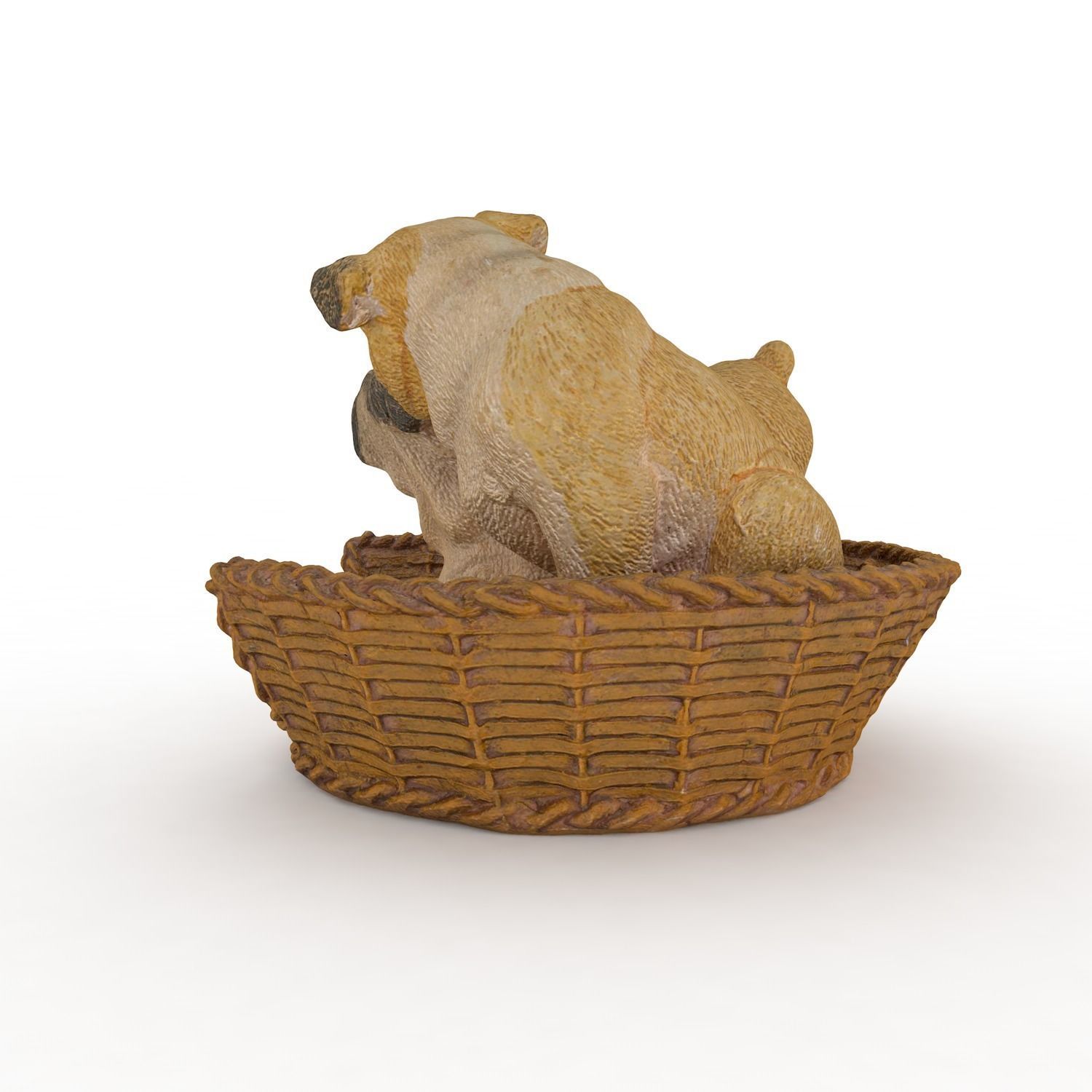 Two Dogs Statue low poly Low-poly 3D model_3
