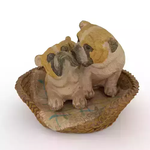 Two Dogs Statue low poly