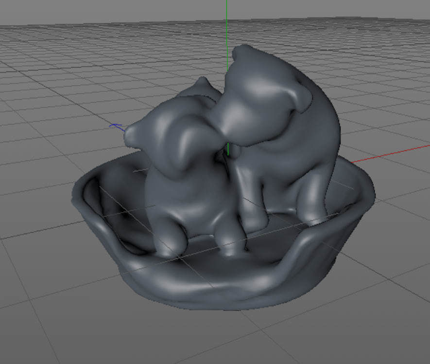 Two Dogs Statue low poly Low-poly 3D model_8