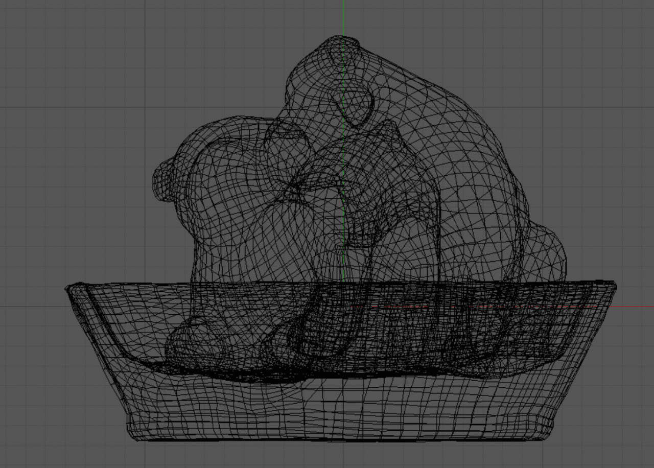 Two Dogs Statue low poly Low-poly 3D model_7