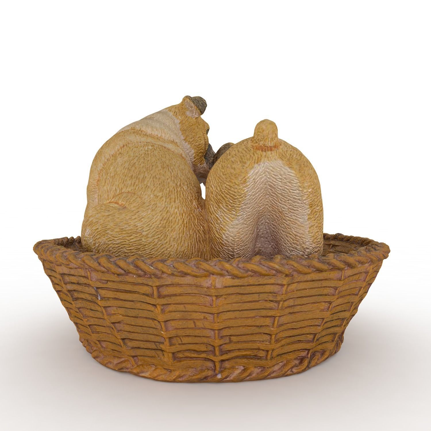 Two Dogs Statue low poly Low-poly 3D model_2