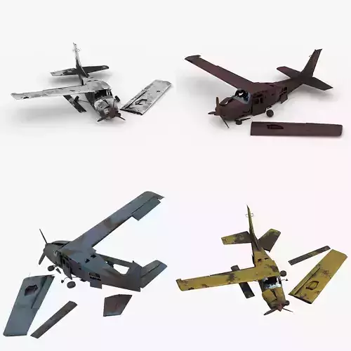 8K realistic destroyed propeller plane