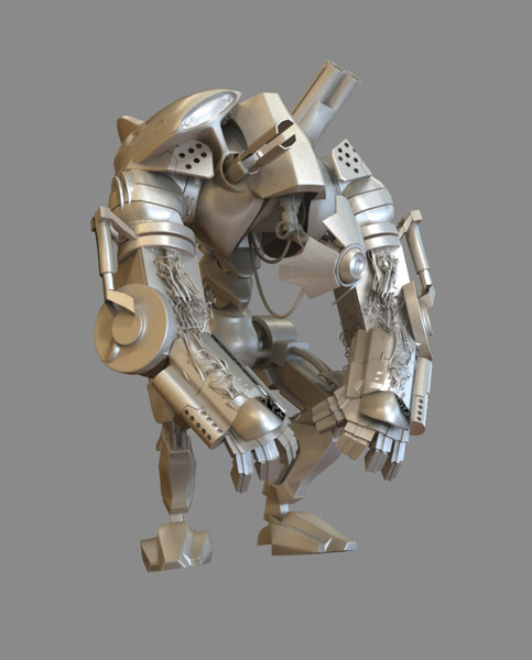 Monkey silver robot 3D model_1