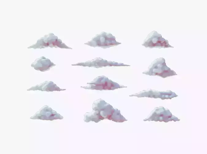 Clouds Pack - 12 in 1 Low-poly 3D model