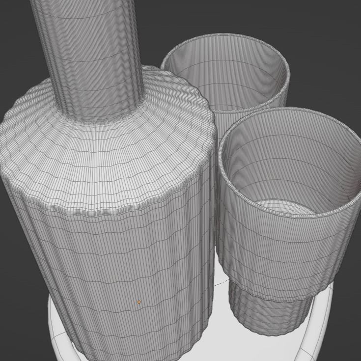 Faced pitcher set Free 3D model_1