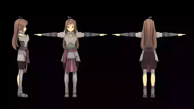 3D VRchat Warrior Girl Character 