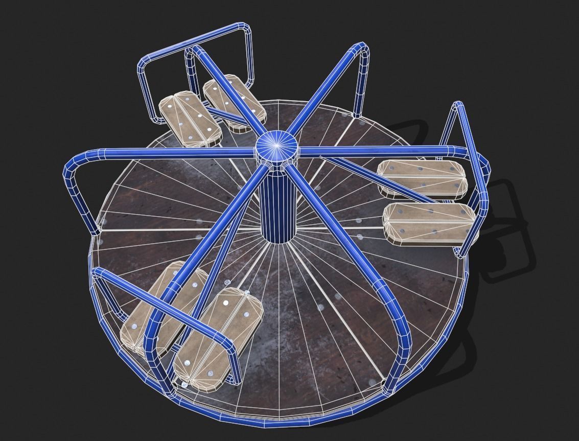 Rotating Park Toy Low-poly 3D model_6