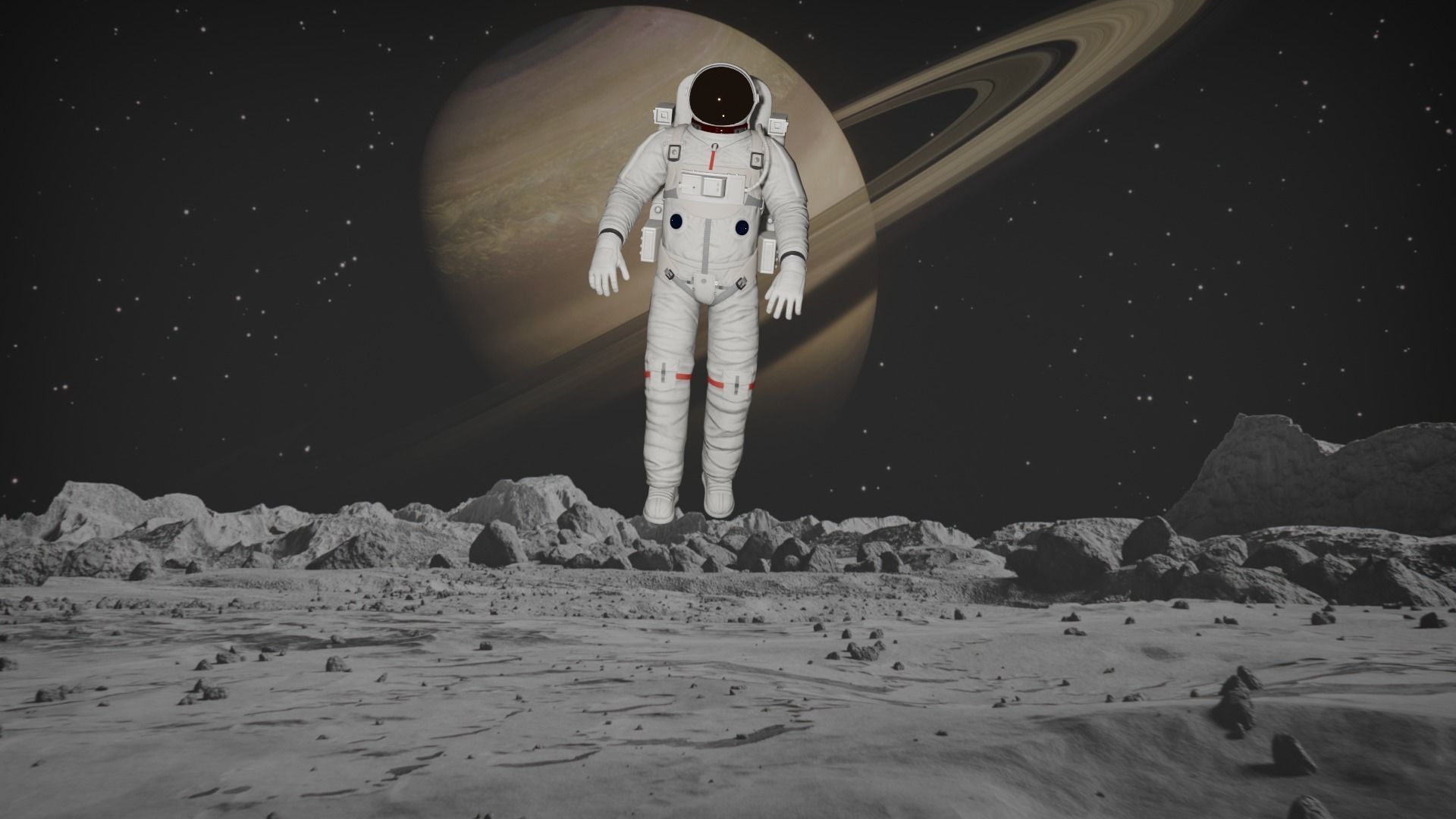 SPACESUIT Astronaut Rigged and Animated 3D Model Low-poly 3D model_2