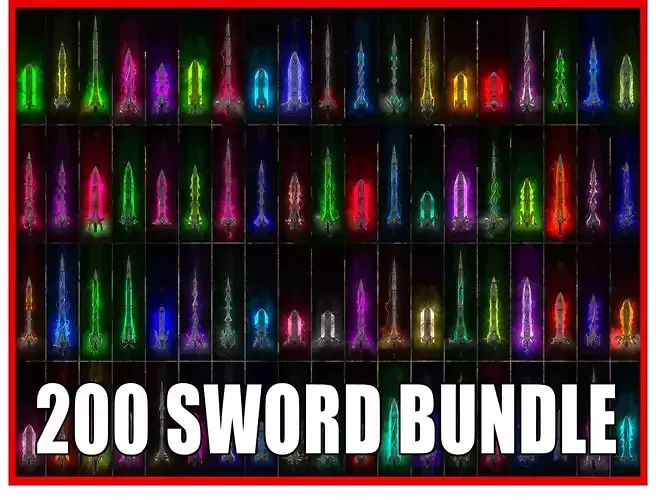 200 Unique Sword Blade Bundle Procedural Generator For Blender