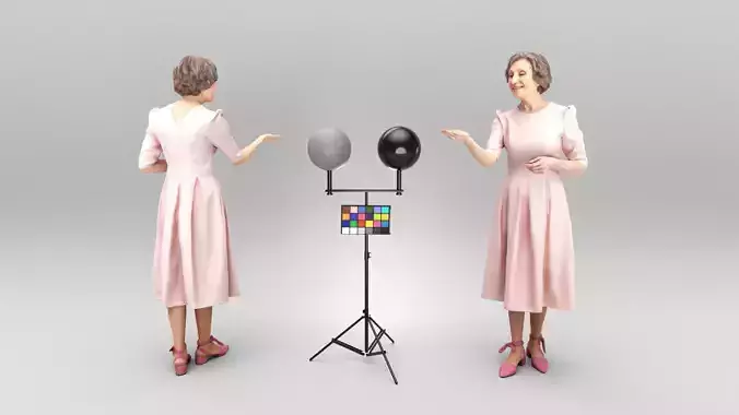 Mature woman in elegant dress 398 Low-poly 3D model