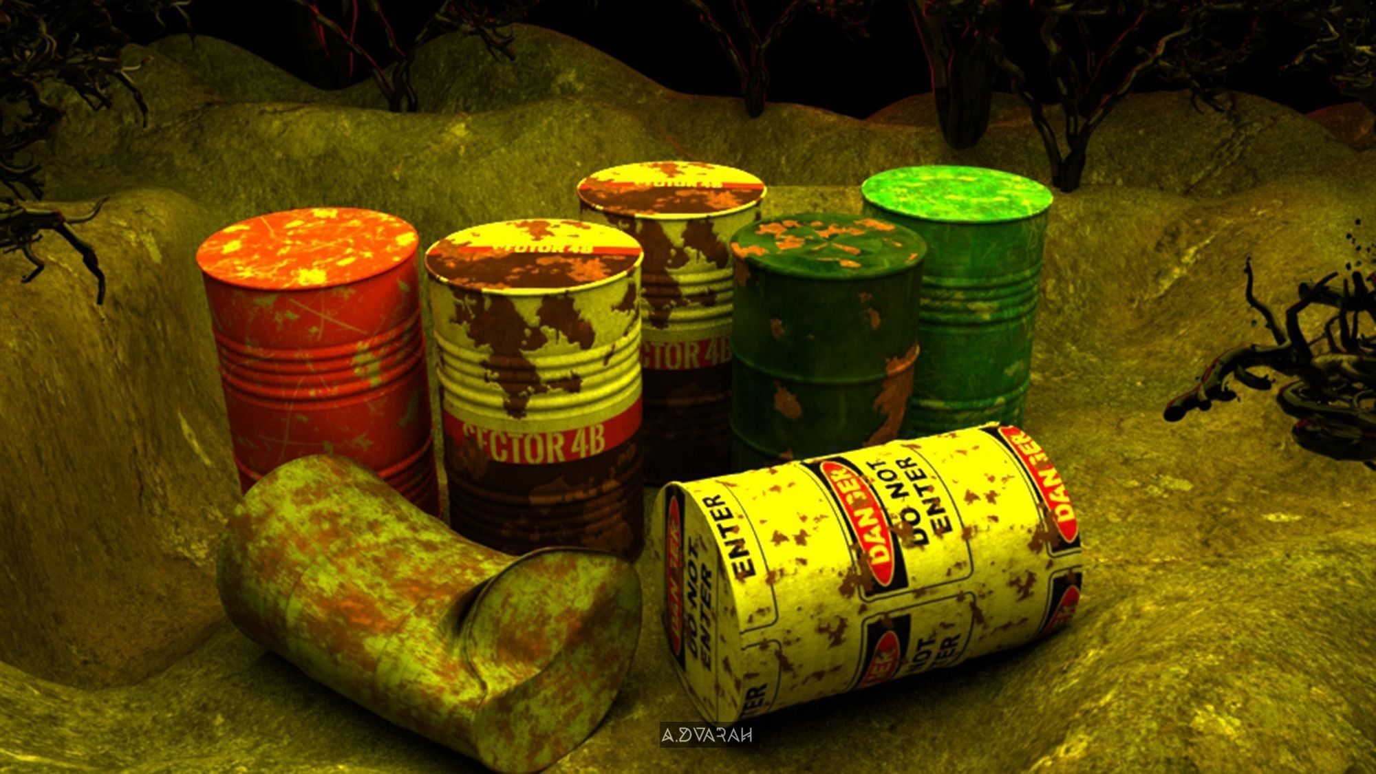 Oil Drum Low-poly 3D model Low-poly 3D model_1