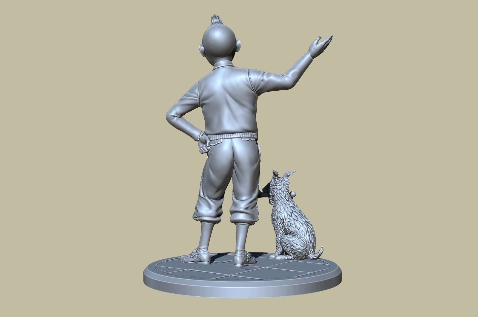 TinTin and Milou welcome pose high model 3D print model_8