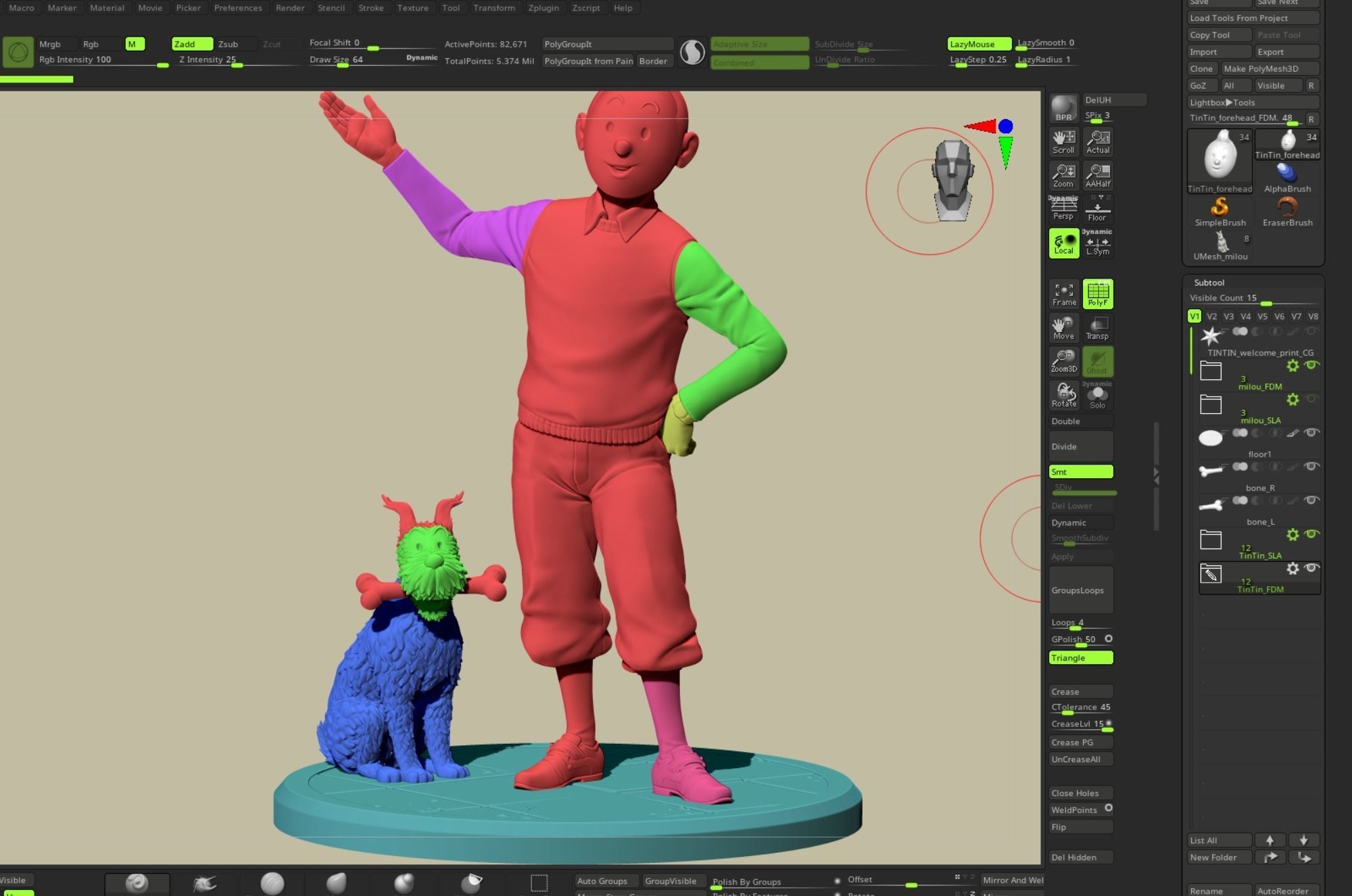TinTin and Milou welcome pose high model 3D print model_19