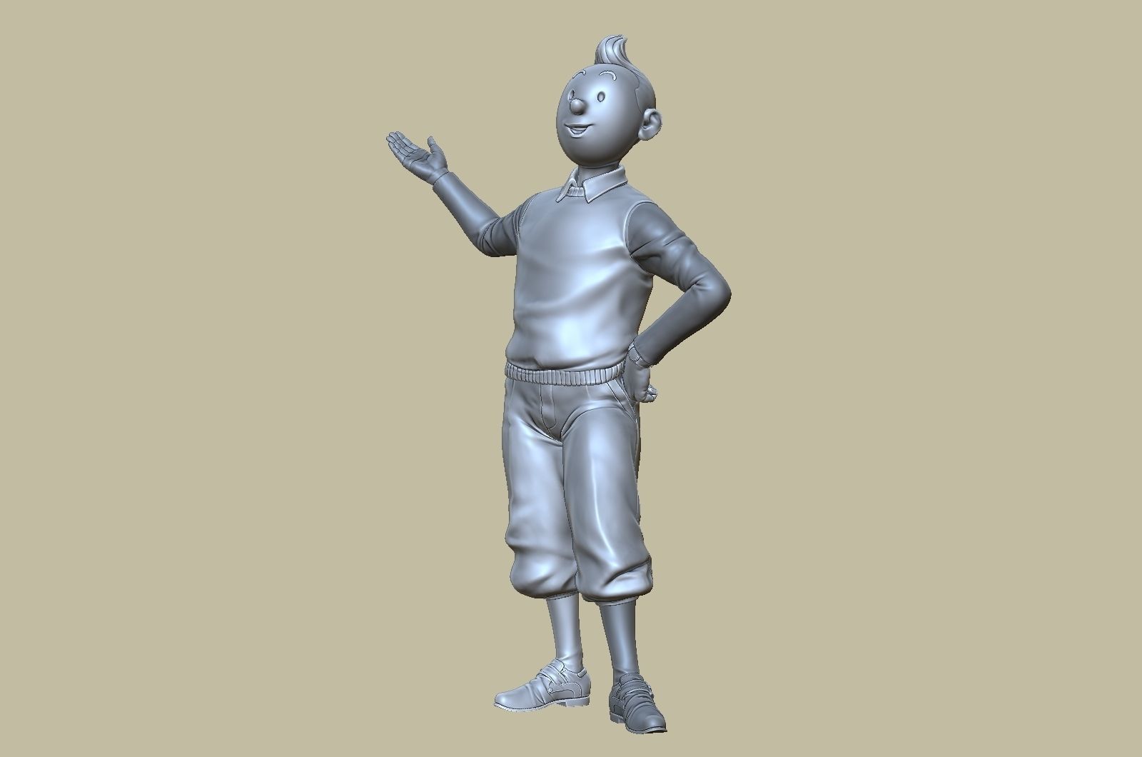 TinTin and Milou welcome pose high model 3D print model_12