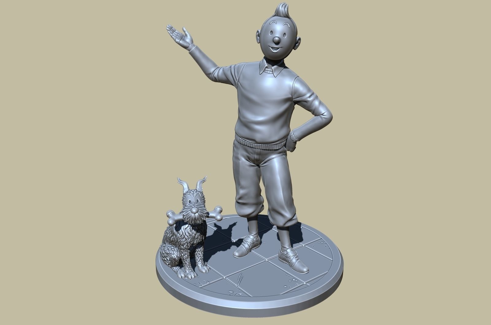 TinTin and Milou welcome pose high model 3D print model_10