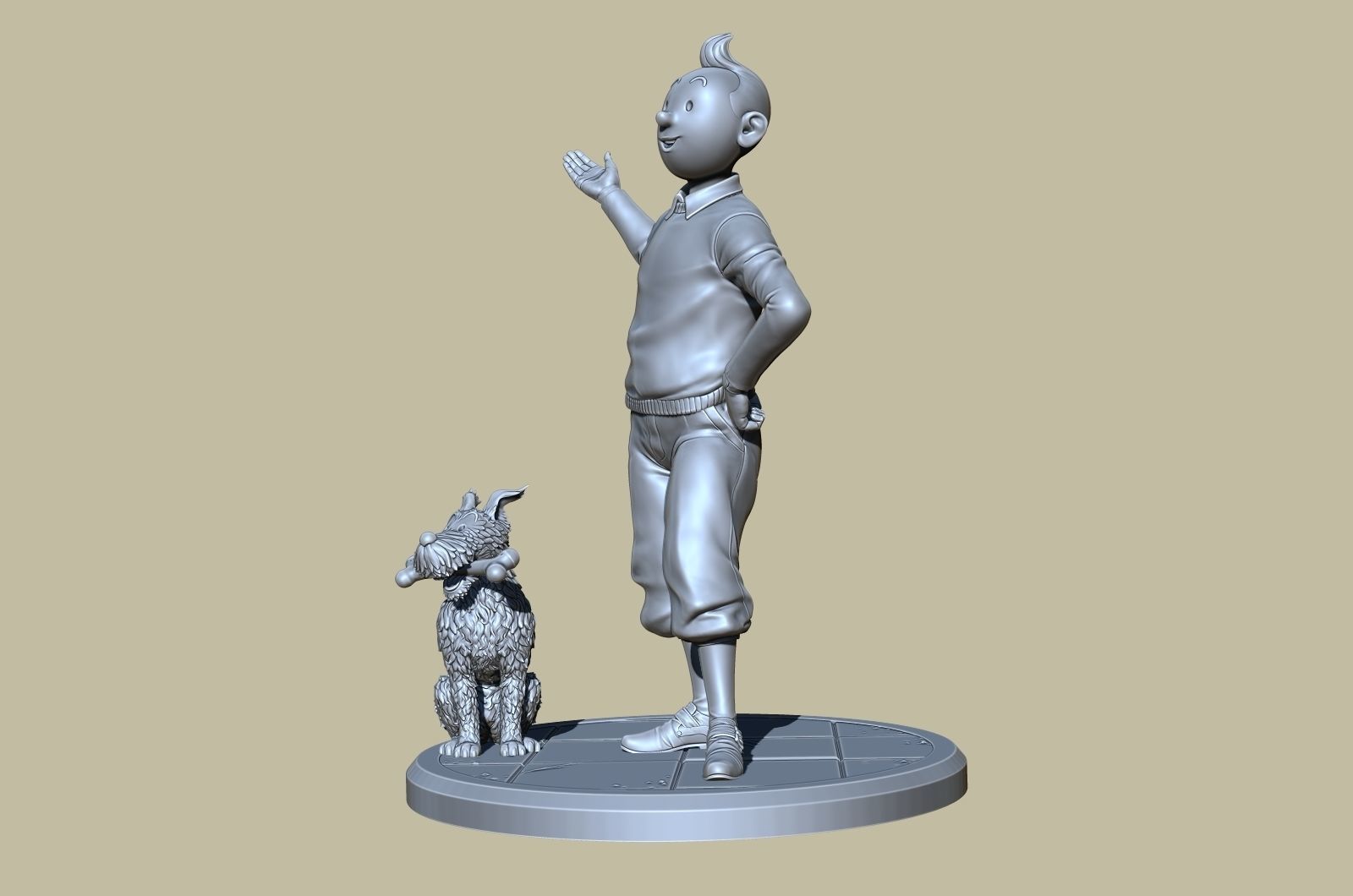 TinTin and Milou welcome pose high model 3D print model_9