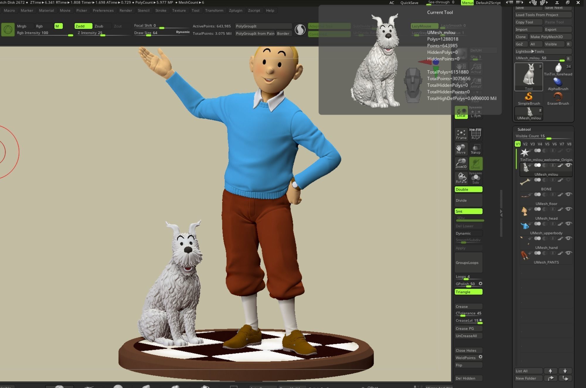 TinTin and Milou welcome pose high model 3D print model_23