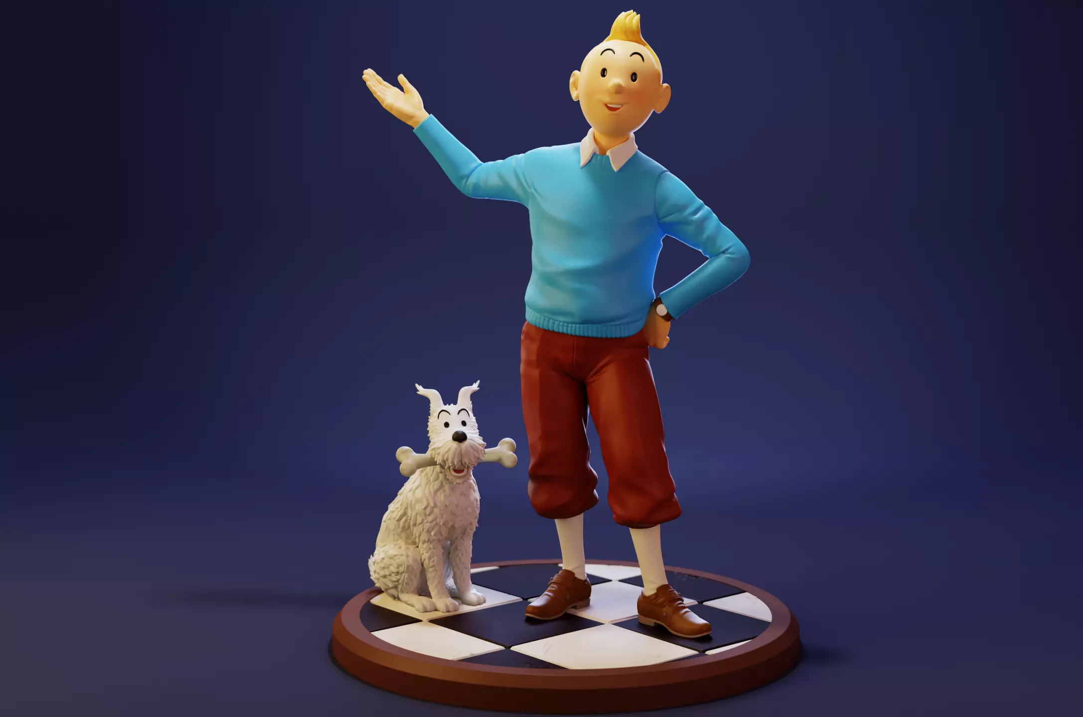 TinTin and Milou welcome pose high model 3D print model_0