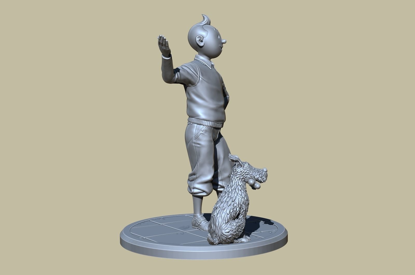 TinTin and Milou welcome pose high model 3D print model_11