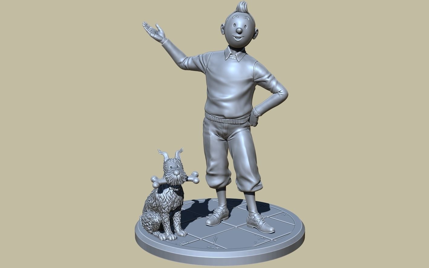 TinTin and Milou welcome pose high model 3D print model_4