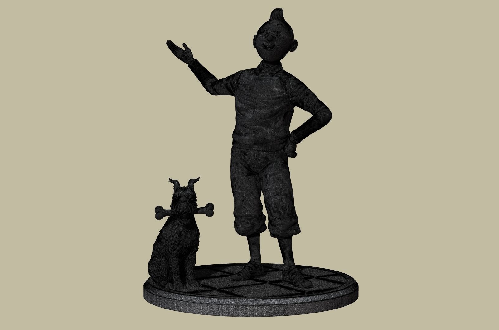 TinTin and Milou welcome pose high model 3D print model_6