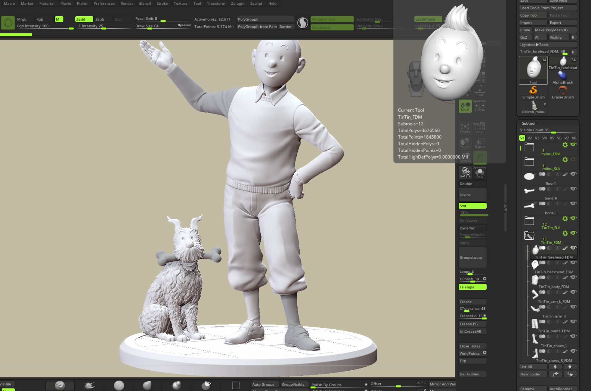 TinTin and Milou welcome pose high model 3D print model_20