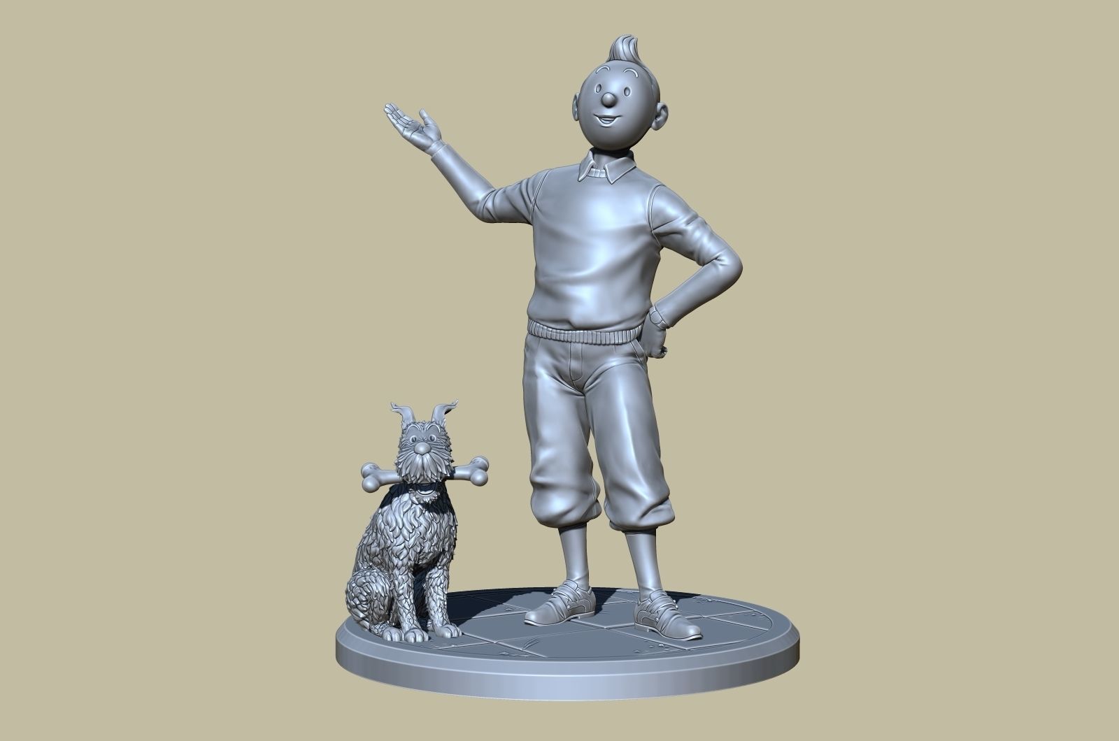 TinTin and Milou welcome pose high model 3D print model_7